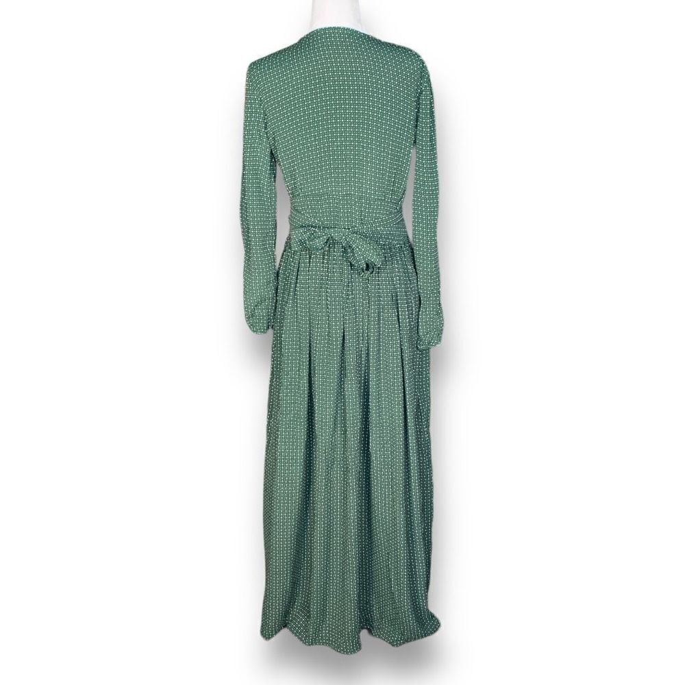 Past Life The Collective Mae Maxi Dress Forrest Green White Flowy Deep V Neck - Picture 3 of 12